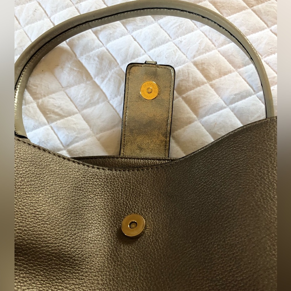 Kate Landry Pewter with gold detail shoulder purse/tote - Picture 2 of 9